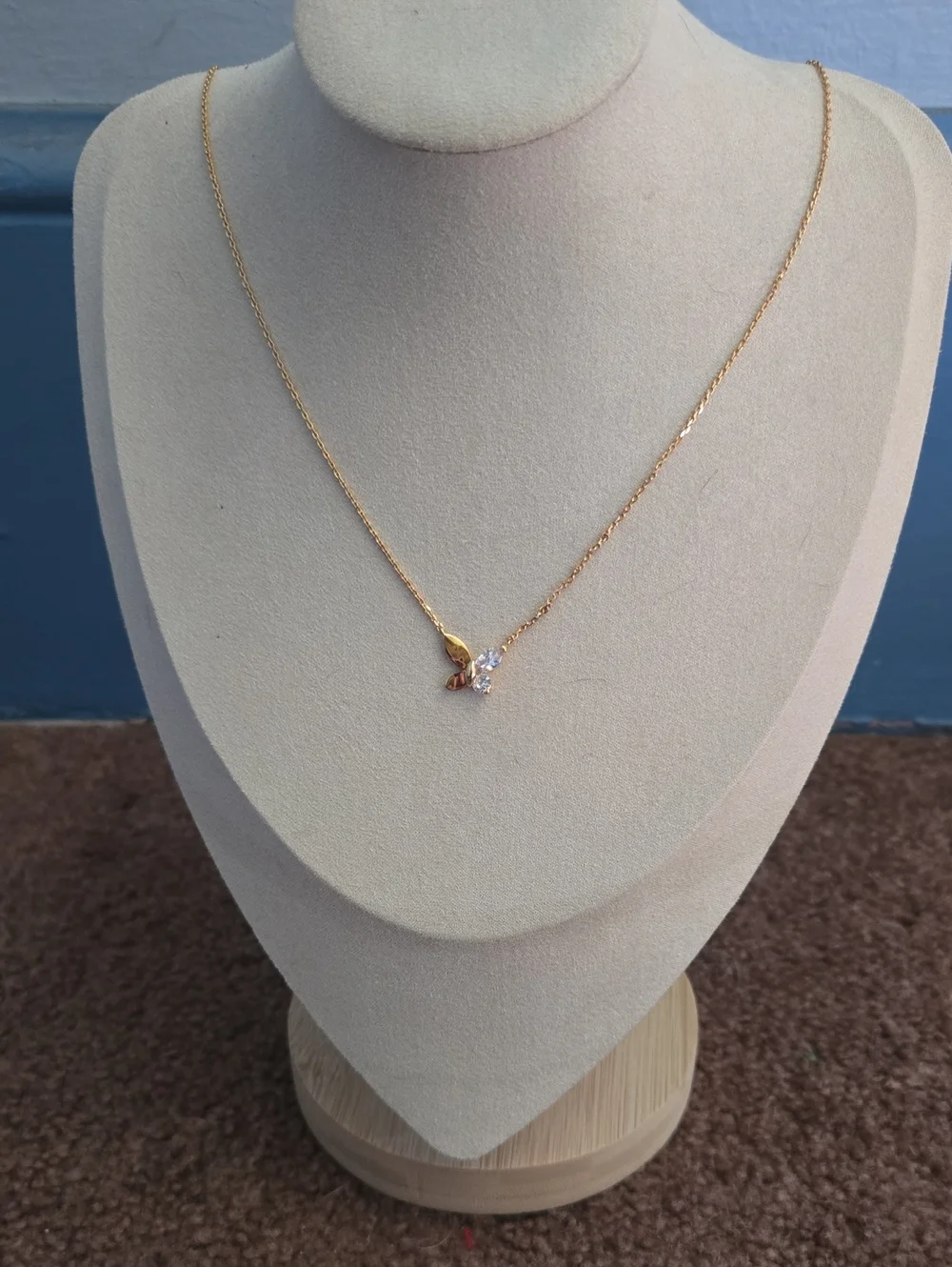 Kate Spade Social Butterfly CZ Pendant Necklace Gold Tone NWT